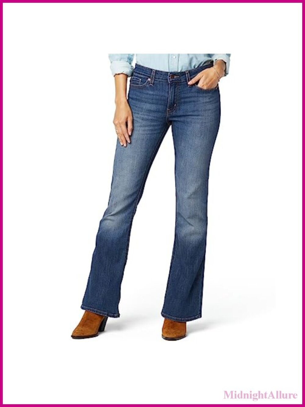 Mid Rise True Boot Cut Jeans Stretch Denim